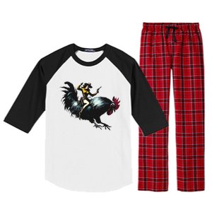 Cowgirl Riding Chicken Funny Retro Rodeo Rooster Raglan Sleeve Pajama Set