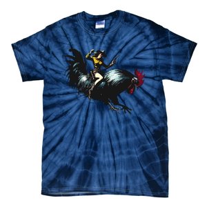 Cowgirl Riding Chicken Funny Retro Rodeo Rooster Tie-Dye T-Shirt