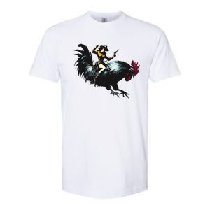 Cowgirl Riding Chicken Funny Retro Rodeo Rooster Softstyle CVC T-Shirt