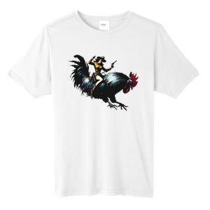 Cowgirl Riding Chicken Funny Retro Rodeo Rooster Tall Fusion ChromaSoft Performance T-Shirt