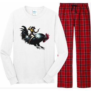 Cowgirl Riding Chicken Funny Retro Rodeo Rooster Long Sleeve Pajama Set