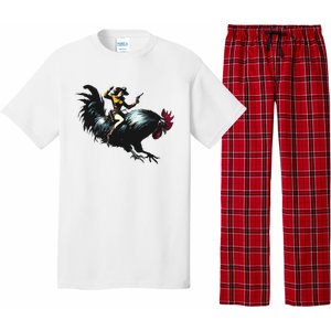 Cowgirl Riding Chicken Funny Retro Rodeo Rooster Pajama Set