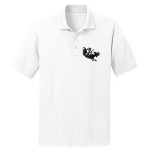 Cowgirl Riding Chicken Funny Retro Rodeo Rooster PosiCharge RacerMesh Polo