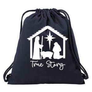 Christian Religious Christmas Nativity Scene True Story Drawstring Bag