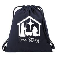 Christian Religious Christmas Nativity Scene True Story Drawstring Bag