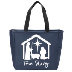 Christian Religious Christmas Nativity Scene True Story Zip Tote Bag