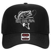 Cute Reel Cool Papa Fishing Dad Gifts Fathers Day Fisherman Fish High Crown Mesh Back Trucker Hat