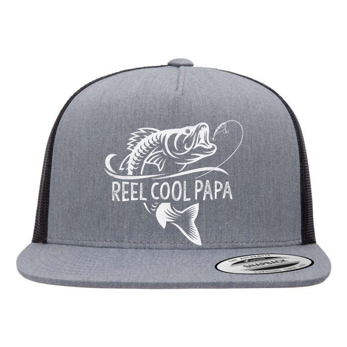 Cute Reel Cool Papa Fishing Dad Gifts Fathers Day Fisherman Fish Flat Bill Trucker Hat