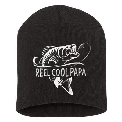 Cute Reel Cool Papa Fishing Dad Gifts Fathers Day Fisherman Fish Short Acrylic Beanie