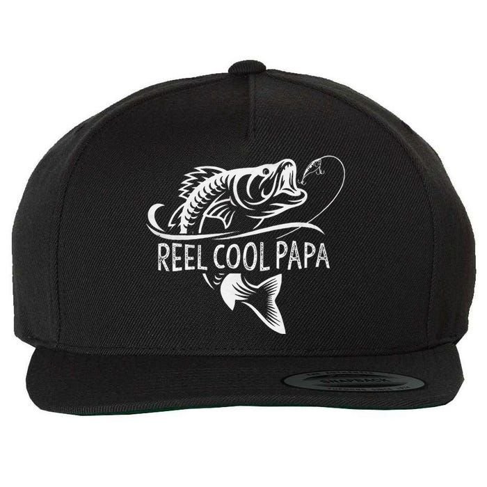 Cute Reel Cool Papa Fishing Dad Gifts Fathers Day Fisherman Fish Wool Snapback Cap