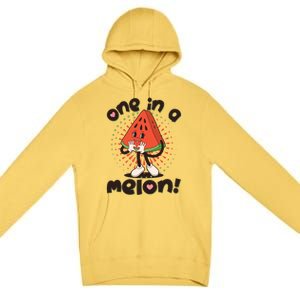 Cute Retro Cartoon Watermelon One In A Melon Premium Pullover Hoodie