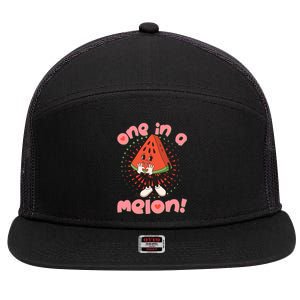 Cute Retro Cartoon Watermelon One In A Melon 7 Panel Mesh Trucker Snapback Hat