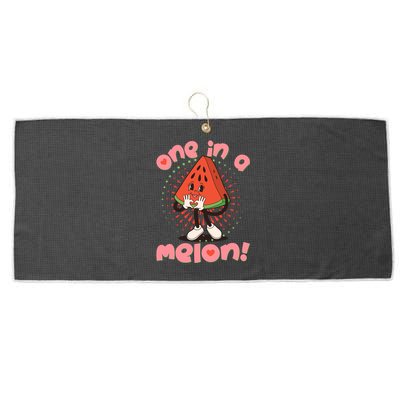 Cute Retro Cartoon Watermelon One In A Melon Large Microfiber Waffle Golf Towel