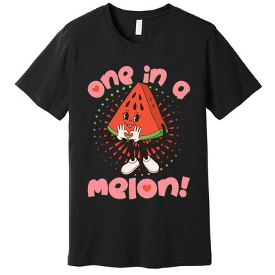 Cute Retro Cartoon Watermelon One In A Melon Premium T-Shirt