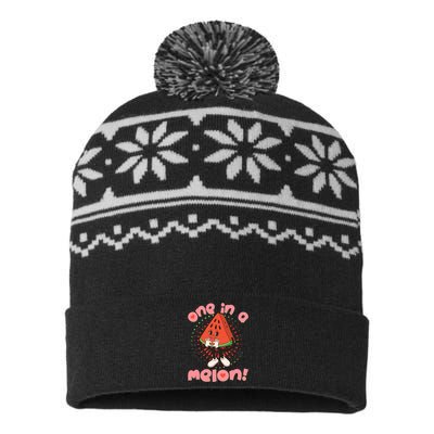 Cute Retro Cartoon Watermelon One In A Melon USA-Made Snowflake Beanie