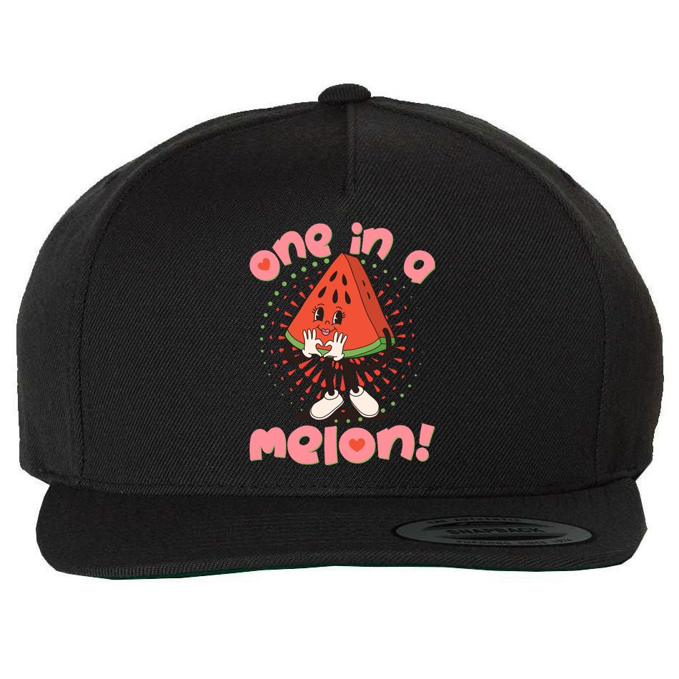 Cute Retro Cartoon Watermelon One In A Melon Wool Snapback Cap