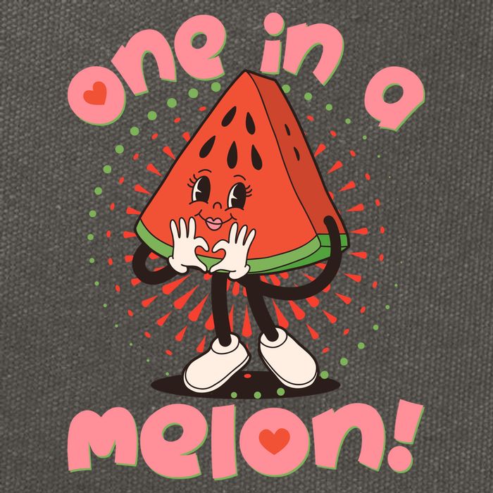 Cute Retro Cartoon Watermelon One In A Melon Cotton Canvas Backpack