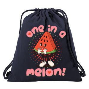 Cute Retro Cartoon Watermelon One In A Melon Drawstring Bag