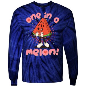 Cute Retro Cartoon Watermelon One In A Melon Tie-Dye Long Sleeve Shirt