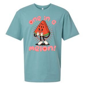 Cute Retro Cartoon Watermelon One In A Melon Sueded Cloud Jersey T-Shirt