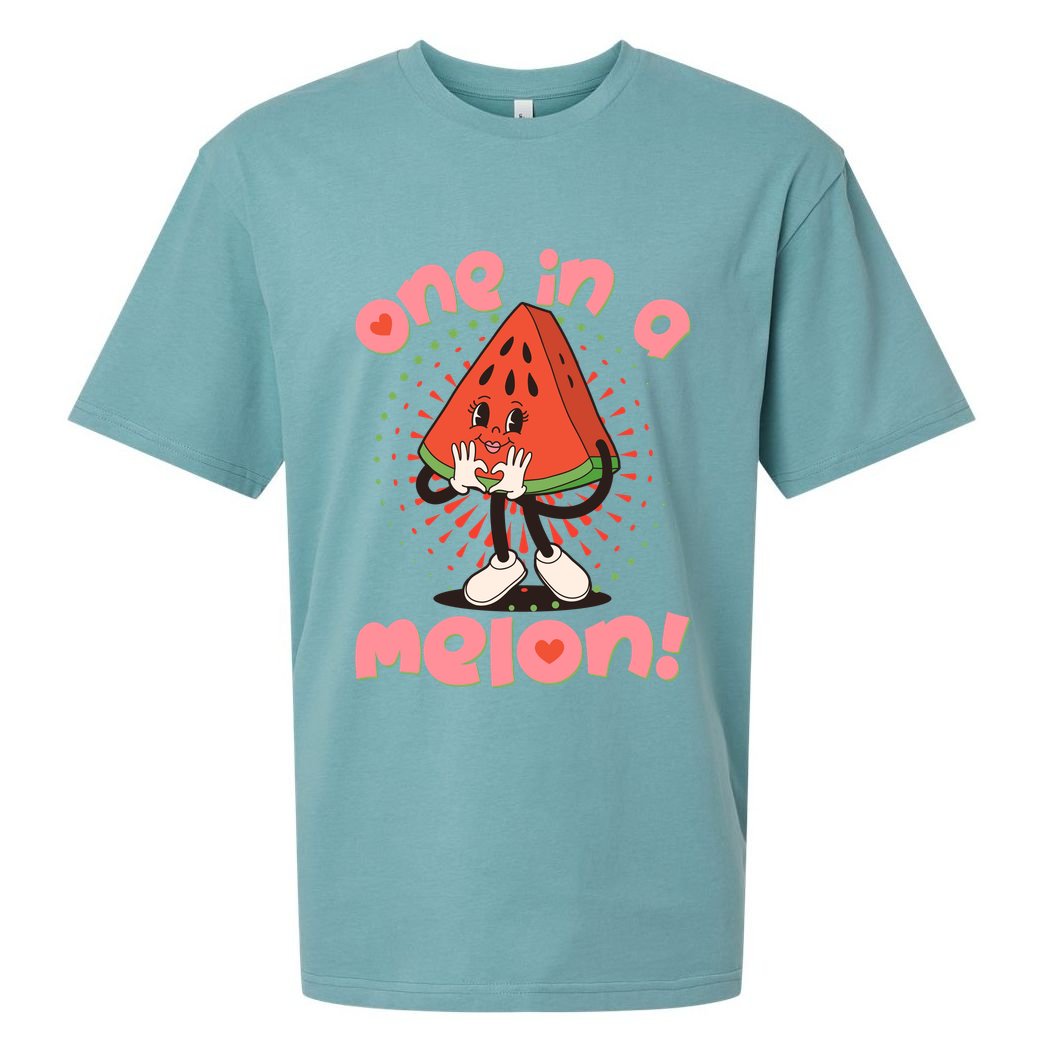 Cute Retro Cartoon Watermelon One In A Melon Sueded Cloud Jersey T-Shirt