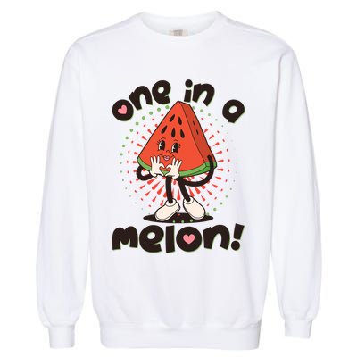 Cute Retro Cartoon Watermelon One In A Melon Garment-Dyed Sweatshirt