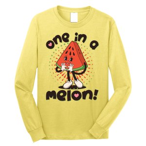 Cute Retro Cartoon Watermelon One In A Melon Long Sleeve Shirt