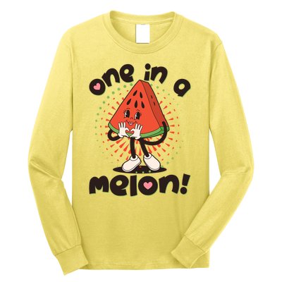 Cute Retro Cartoon Watermelon One In A Melon Long Sleeve Shirt