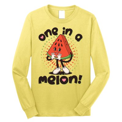 Cute Retro Cartoon Watermelon One In A Melon Long Sleeve Shirt