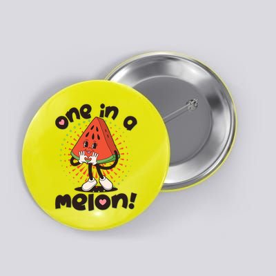 Cute Retro Cartoon Watermelon One In A Melon Button