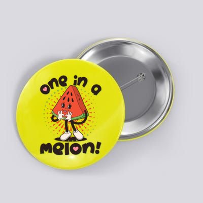 Cute Retro Cartoon Watermelon One In A Melon Button