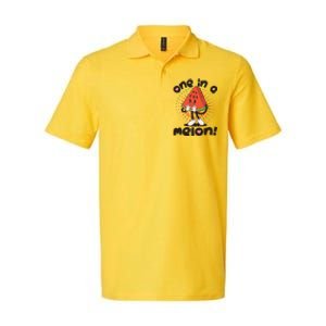 Cute Retro Cartoon Watermelon One In A Melon Softstyle Adult Sport Polo