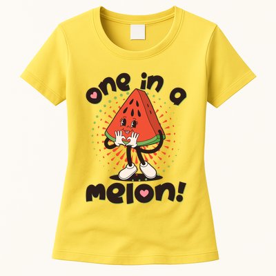 Cute Retro Cartoon Watermelon One In A Melon Womens T-Shirt
