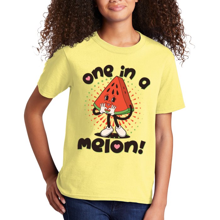 Cute Retro Cartoon Watermelon One In A Melon Kids T-Shirt