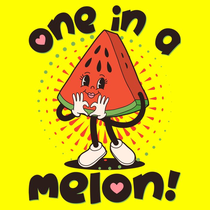 Cute Retro Cartoon Watermelon One In A Melon Kids T-Shirt