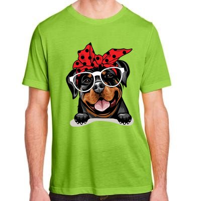 Cute Rottweiler Christmas Red Plaid Headband And Glasses Great Gift Adult ChromaSoft Performance T-Shirt