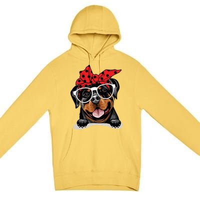 Cute Rottweiler Christmas Red Plaid Headband And Glasses Great Gift Premium Pullover Hoodie