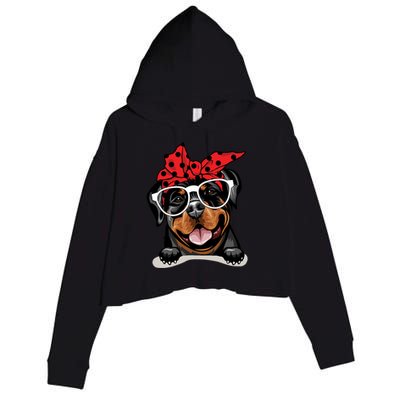 Cute Rottweiler Christmas Red Plaid Headband And Glasses Great Gift Crop Fleece Hoodie