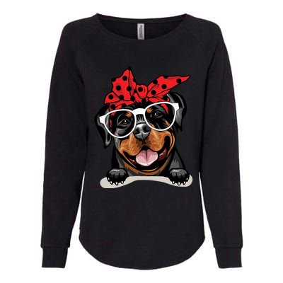 Cute Rottweiler Christmas Red Plaid Headband And Glasses Great Gift Womens California Wash Sweatshirt