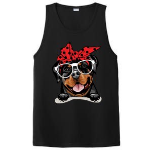 Cute Rottweiler Christmas Red Plaid Headband And Glasses Great Gift PosiCharge Competitor Tank