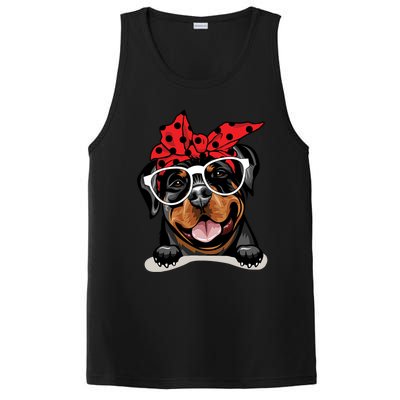 Cute Rottweiler Christmas Red Plaid Headband And Glasses Great Gift PosiCharge Competitor Tank