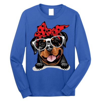 Cute Rottweiler Christmas Red Plaid Headband And Glasses Great Gift Long Sleeve Shirt