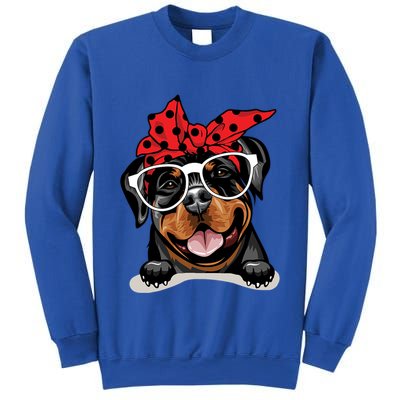 Cute Rottweiler Christmas Red Plaid Headband And Glasses Great Gift Sweatshirt