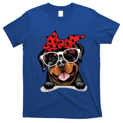 Cute Rottweiler Christmas Red Plaid Headband And Glasses Great Gift T-Shirt