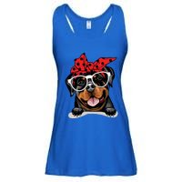 Cute Rottweiler Christmas Red Plaid Headband And Glasses Great Gift Ladies Essential Flowy Tank