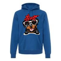 Cute Rottweiler Christmas Red Plaid Headband And Glasses Great Gift Premium Hoodie