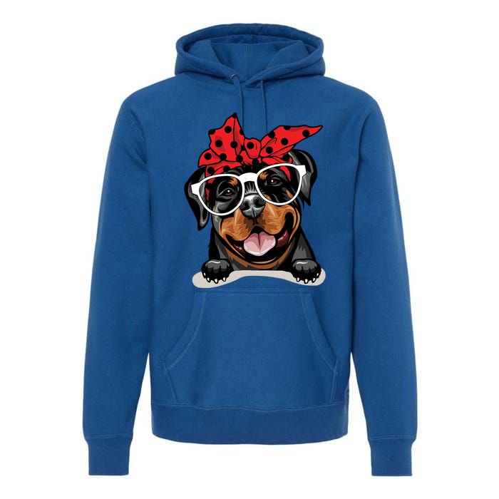 Cute Rottweiler Christmas Red Plaid Headband And Glasses Great Gift Premium Hoodie