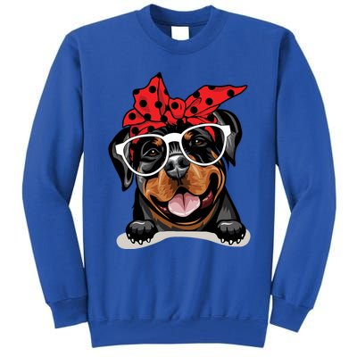 Cute Rottweiler Christmas Red Plaid Headband And Glasses Great Gift Tall Sweatshirt