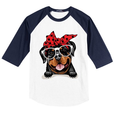 Cute Rottweiler Christmas Red Plaid Headband And Glasses Great Gift Baseball Sleeve Shirt