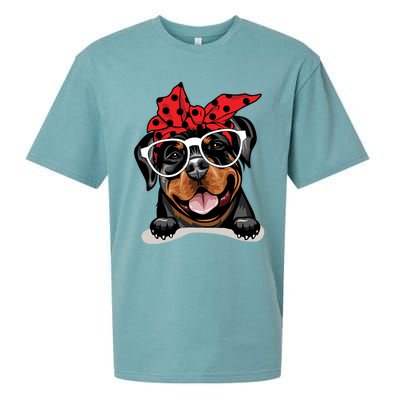 Cute Rottweiler Christmas Red Plaid Headband And Glasses Great Gift Sueded Cloud Jersey T-Shirt